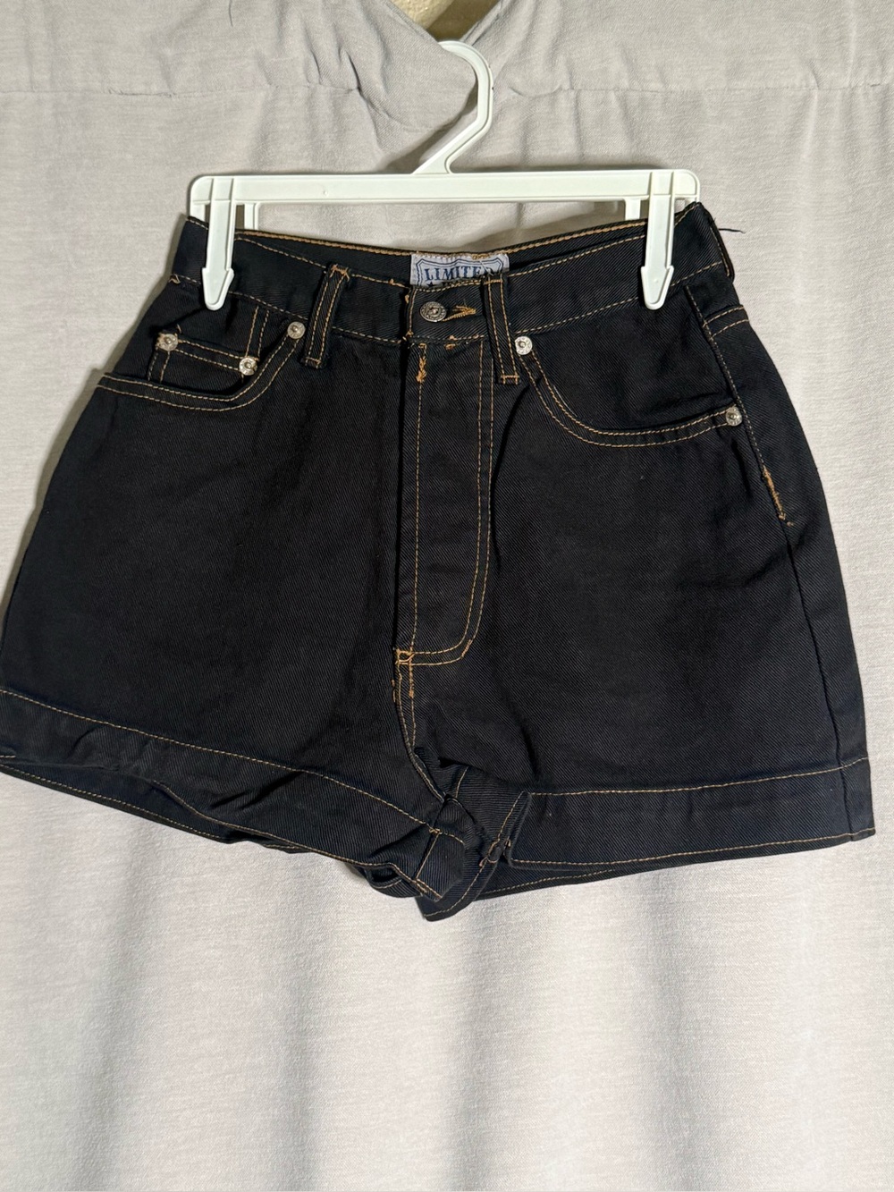 Vtg 90s The Limited High Waisted Black Denim Shorts Size 22" Waist Mom Shorts
